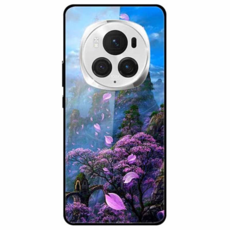 Cover Honor Magic 6 Pro Telefon Etui Blomsterbjerg Hærdet Glas