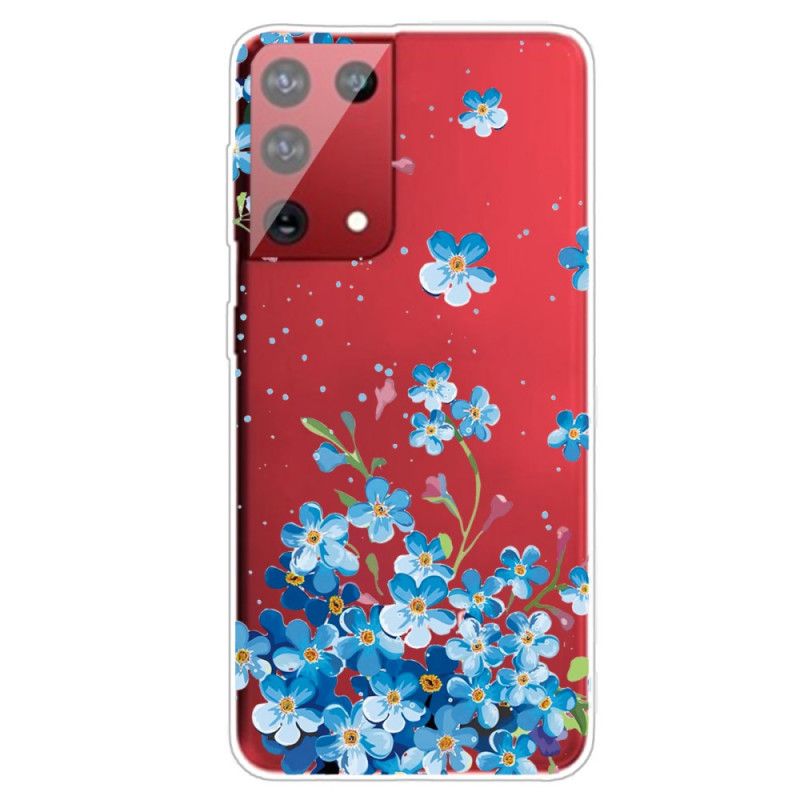 Cover for Samsung Galaxy S21 Ultra 5G Blå Blomster