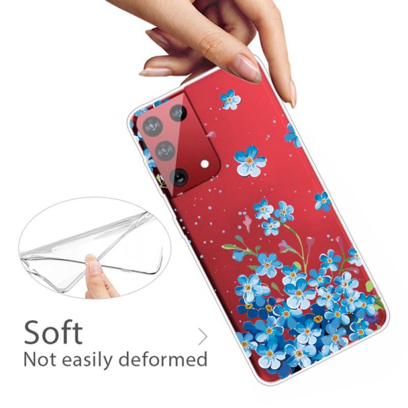 Cover for Samsung Galaxy S21 Ultra 5G Blå Blomster