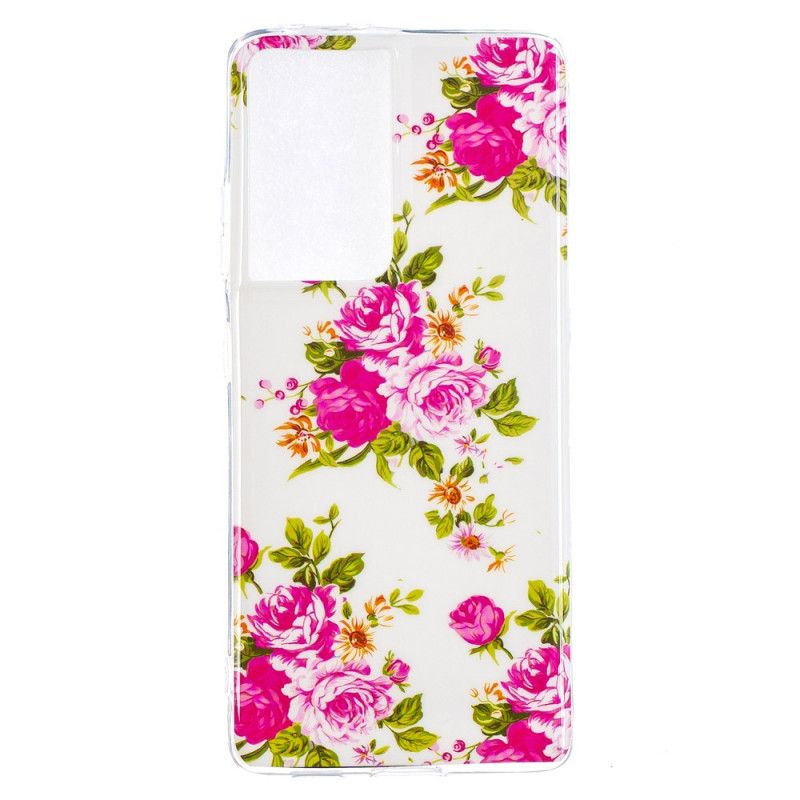 Cover for Samsung Galaxy S21 Ultra 5G Fluorescerende Frihedsblomster