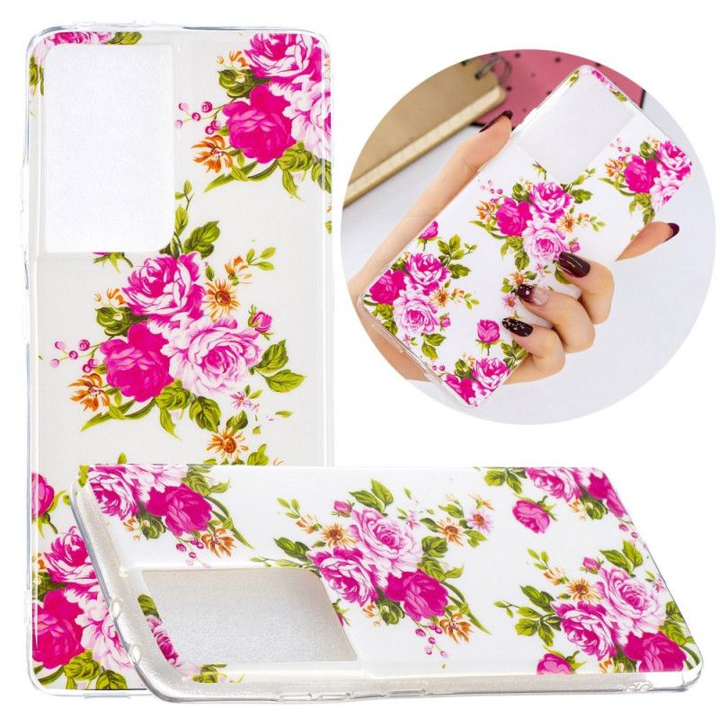 Cover for Samsung Galaxy S21 Ultra 5G Fluorescerende Frihedsblomster