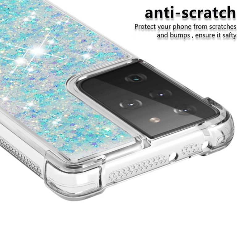 Cover for Samsung Galaxy S21 Ultra 5G Hvid Lystglitter