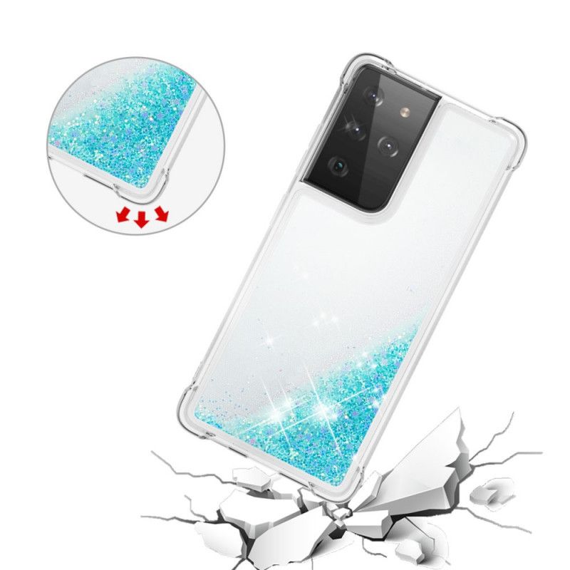 Cover for Samsung Galaxy S21 Ultra 5G Hvid Lystglitter