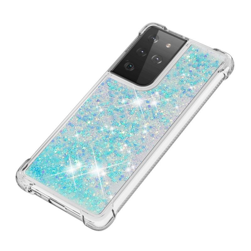 Cover for Samsung Galaxy S21 Ultra 5G Hvid Lystglitter