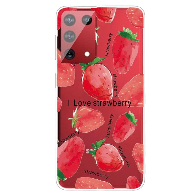 Cover for Samsung Galaxy S21 Ultra 5G Jordbær / Jeg Elsker Jordbær