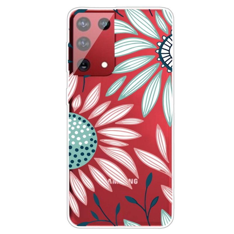 Cover for Samsung Galaxy S21 Ultra 5G Lyserød Gennemsigtig En Blomst