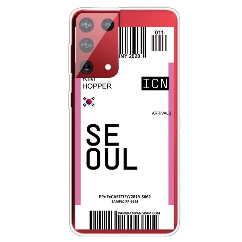 Cover for Samsung Galaxy S21 Ultra 5G Magenta Boardingkort Til Seoul