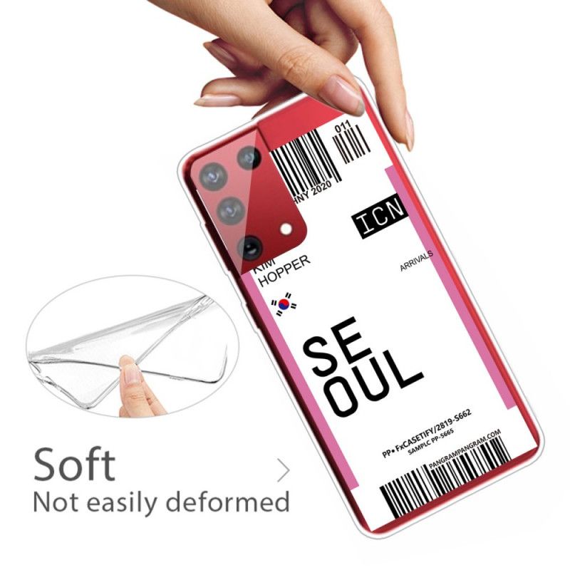 Cover for Samsung Galaxy S21 Ultra 5G Magenta Boardingkort Til Seoul