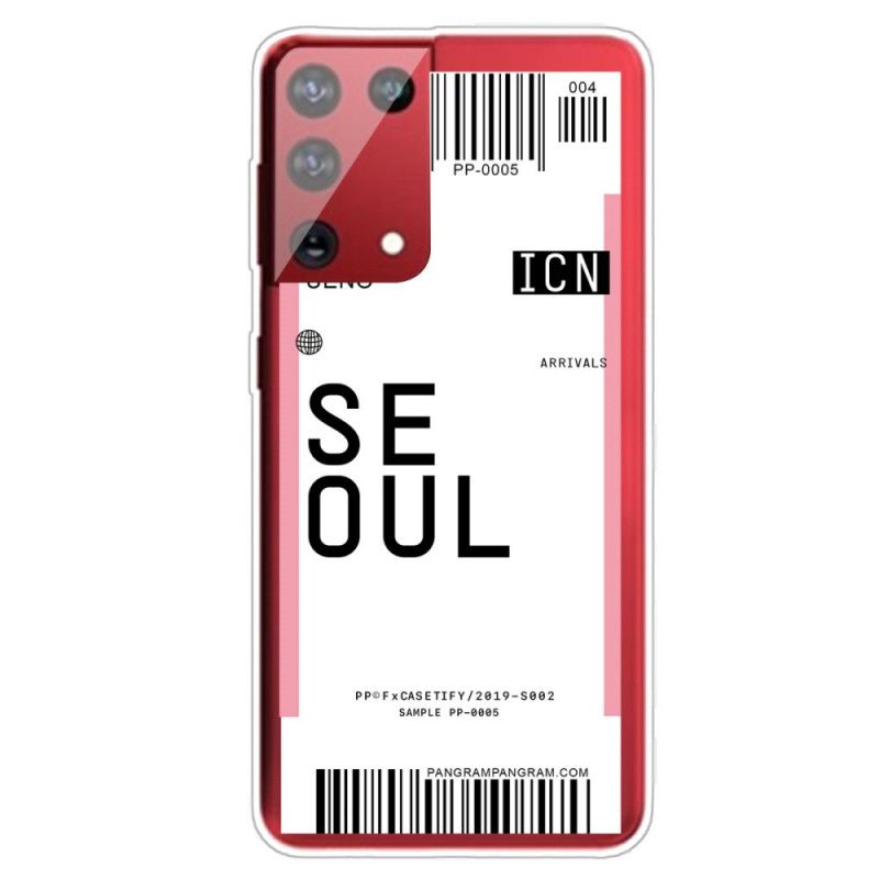 Cover for Samsung Galaxy S21 Ultra 5G Magenta Boardingkort Til Seoul