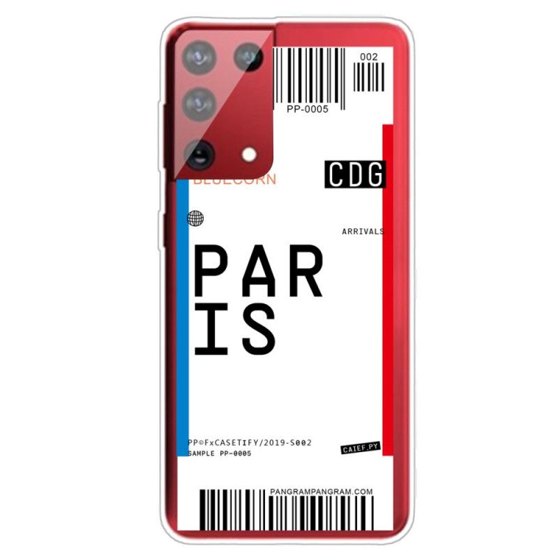 Cover Samsung Galaxy S21 Ultra 5G Boardingkort Til Paris Beskyttelse