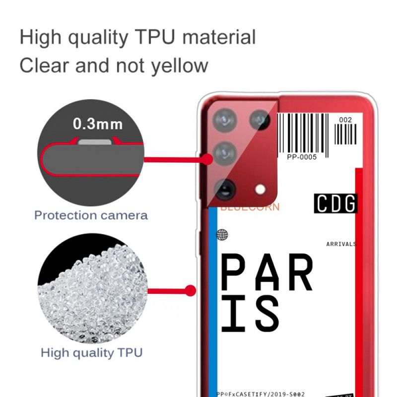 Cover Samsung Galaxy S21 Ultra 5G Boardingkort Til Paris Beskyttelse