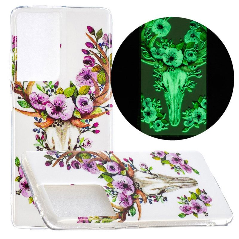 Cover Samsung Galaxy S21 Ultra 5G Fluorescerende Blomstrende Elg