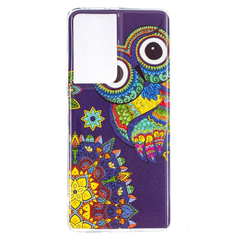 Cover Samsung Galaxy S21 Ultra 5G Fluorescerende Mandala Ugle