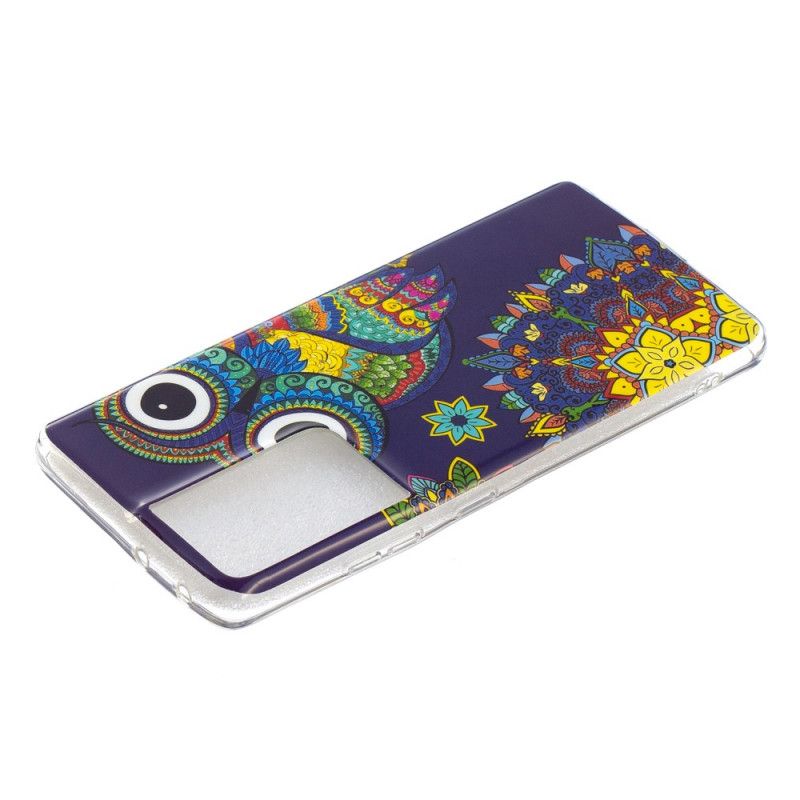 Cover Samsung Galaxy S21 Ultra 5G Fluorescerende Mandala Ugle