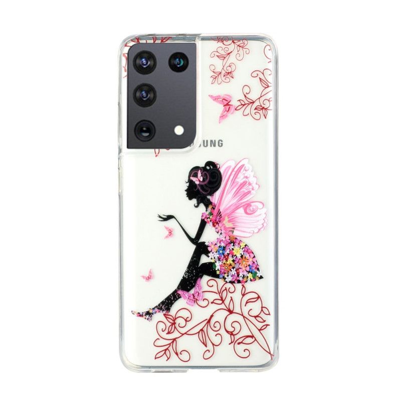 Cover Samsung Galaxy S21 Ultra 5G Gennemsigtig Blomsterfe