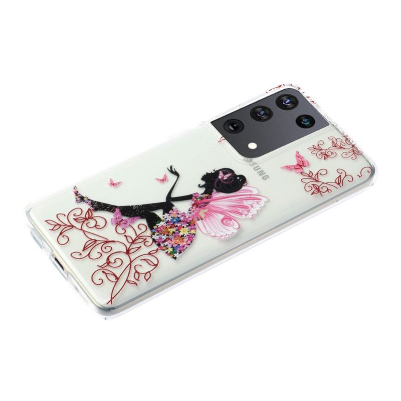 Cover Samsung Galaxy S21 Ultra 5G Gennemsigtig Blomsterfe