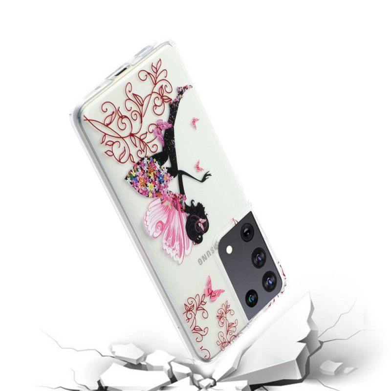 Cover Samsung Galaxy S21 Ultra 5G Gennemsigtig Blomsterfe