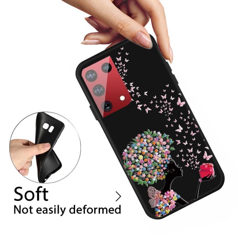 Cover Samsung Galaxy S21 Ultra 5G Kvinde Med Et Blomstret Hoved