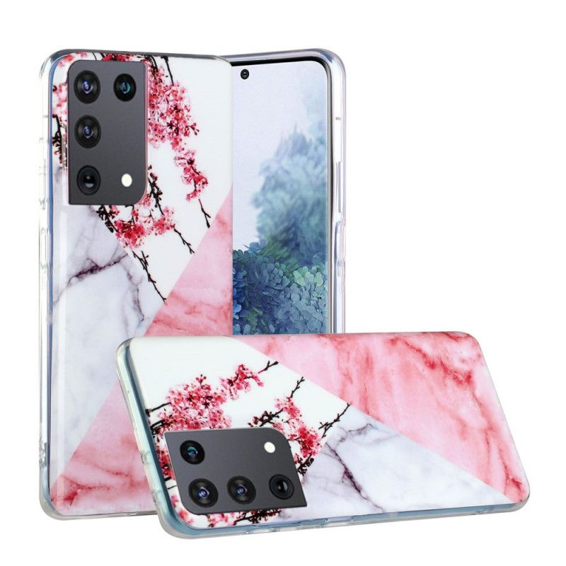 Cover Samsung Galaxy S21 Ultra 5G Marmoreret Blomme