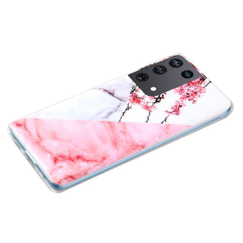 Cover Samsung Galaxy S21 Ultra 5G Marmoreret Blomme