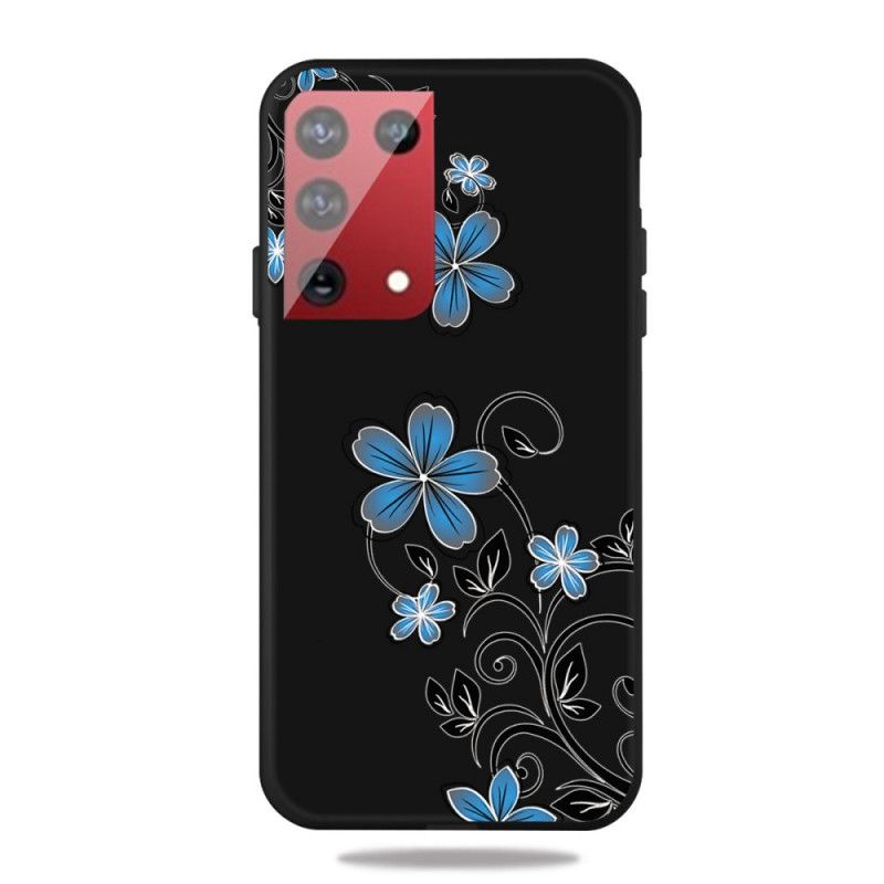 Cover Samsung Galaxy S21 Ultra 5G Mobilcover Blå Blomster