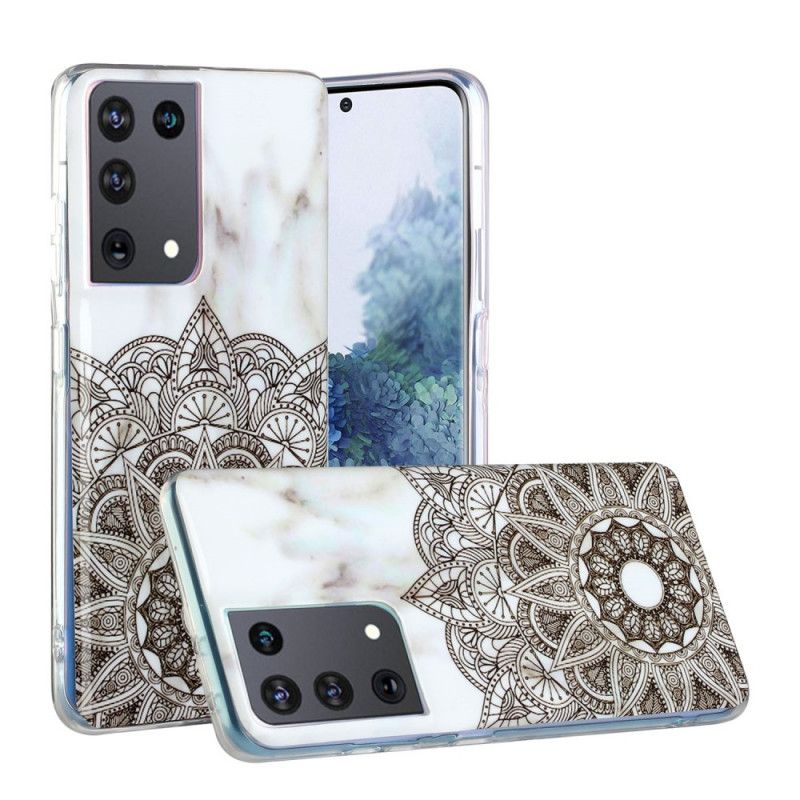 Cover Samsung Galaxy S21 Ultra 5G Mobilcover Marmoreret Mandala