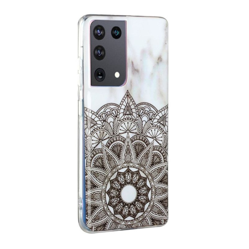 Cover Samsung Galaxy S21 Ultra 5G Mobilcover Marmoreret Mandala