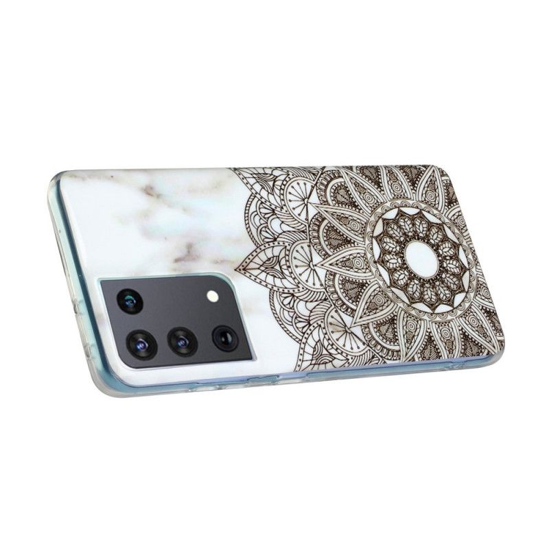 Cover Samsung Galaxy S21 Ultra 5G Mobilcover Marmoreret Mandala