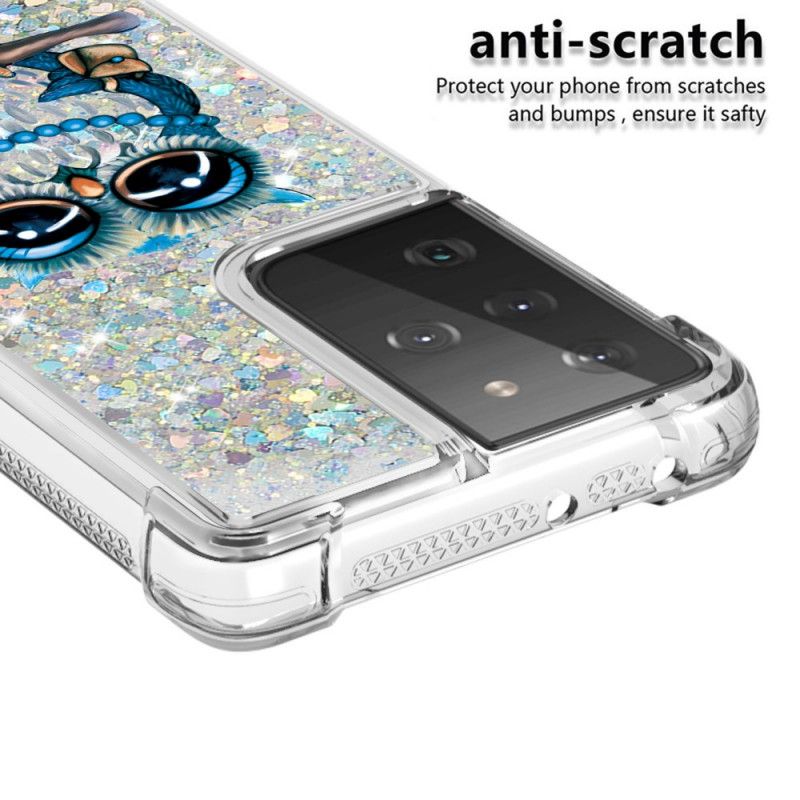 Cover Samsung Galaxy S21 Ultra 5G Mobilcover Miss Ugle Glitter