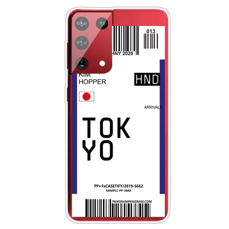 Cover Samsung Galaxy S21 Ultra 5G Mørkeblå Boardingkort Tokyo