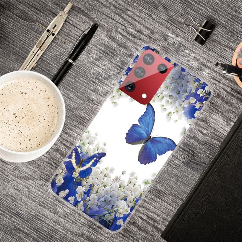 Cover Samsung Galaxy S21 Ultra 5G Mørkeblå Design Sommerfugle