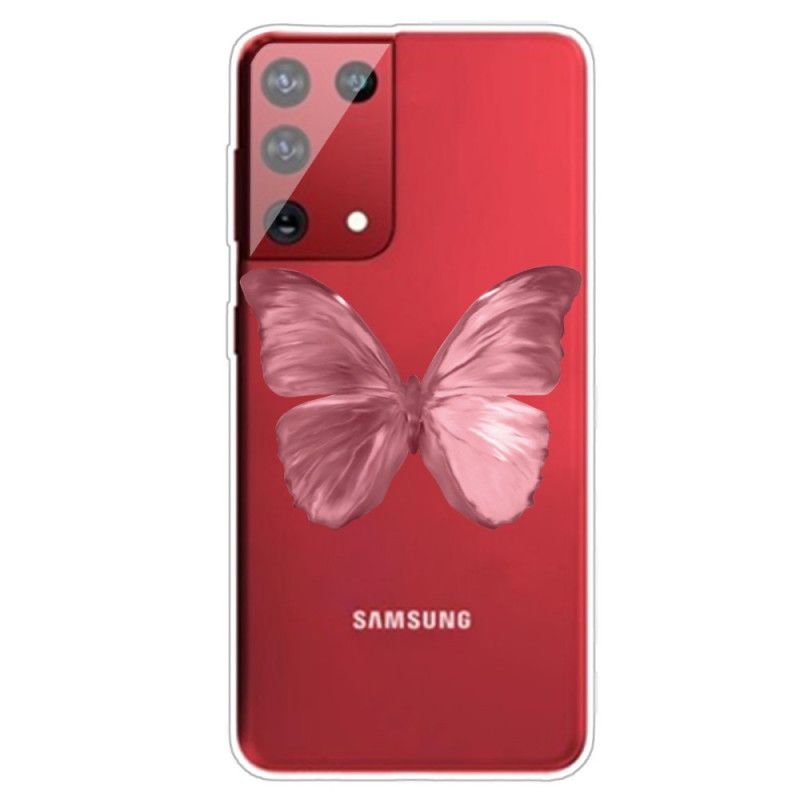 Cover Samsung Galaxy S21 Ultra 5G Pink Vilde Sommerfugle