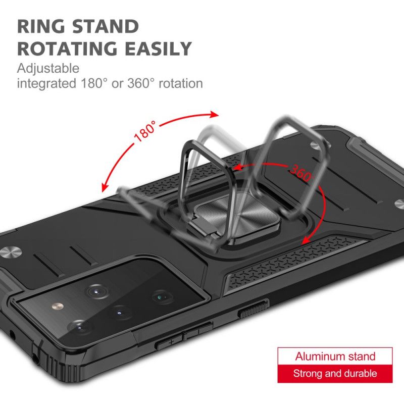 Cover Samsung Galaxy S21 Ultra 5G Sort Aftagelig Resistent Ring Beskyttelse