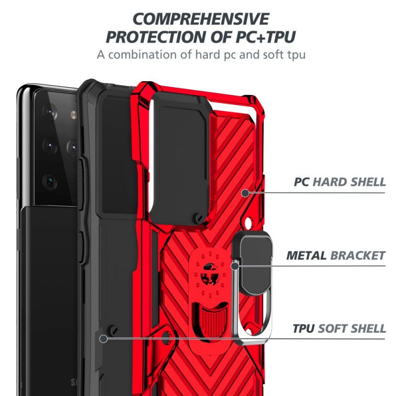 Cover Samsung Galaxy S21 Ultra 5G Sort Aftagelig Ringholder