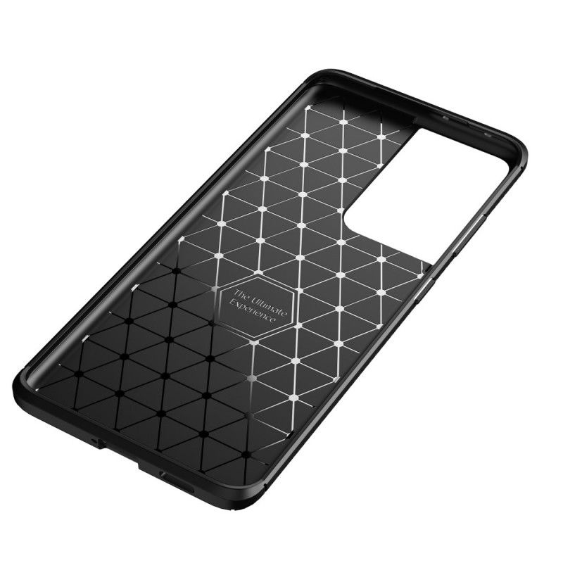 Cover Samsung Galaxy S21 Ultra 5G Sort Fleksibel Kulfibertekstur