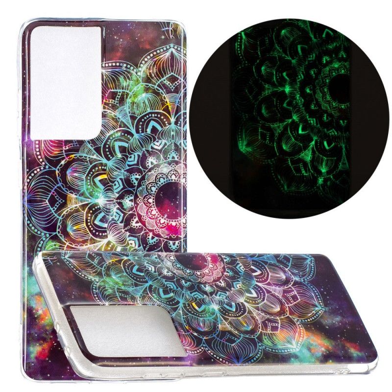 Cover Samsung Galaxy S21 Ultra 5G Sort Fluorescerende Blomsterserie