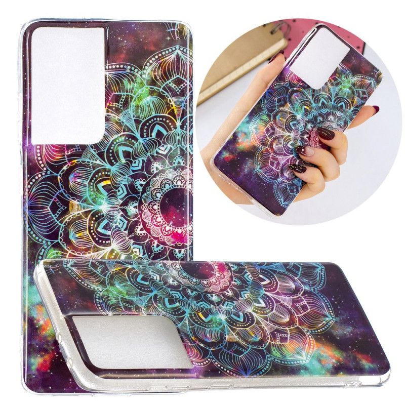 Cover Samsung Galaxy S21 Ultra 5G Sort Fluorescerende Blomsterserie