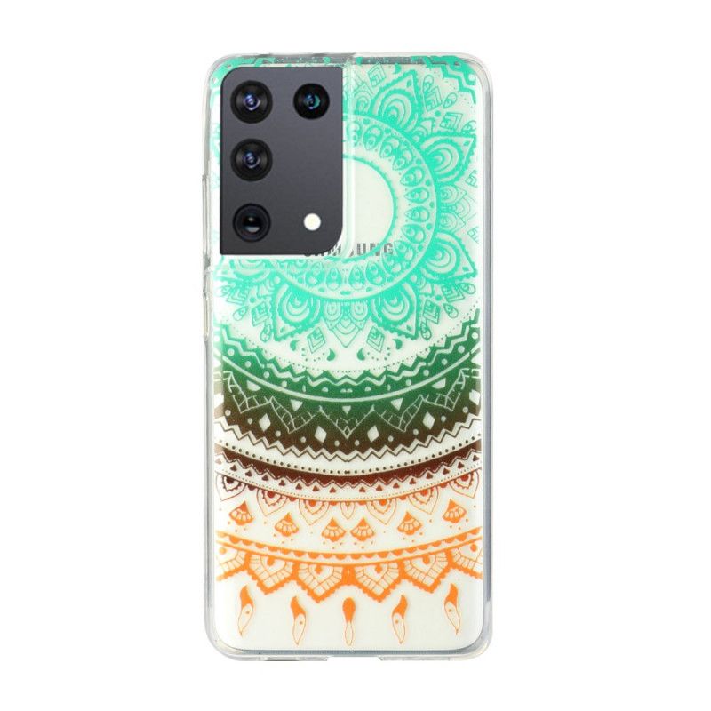 Cover Samsung Galaxy S21 Ultra 5G Sort Gennemsigtig Blomstermandala