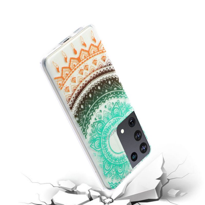 Cover Samsung Galaxy S21 Ultra 5G Sort Gennemsigtig Blomstermandala