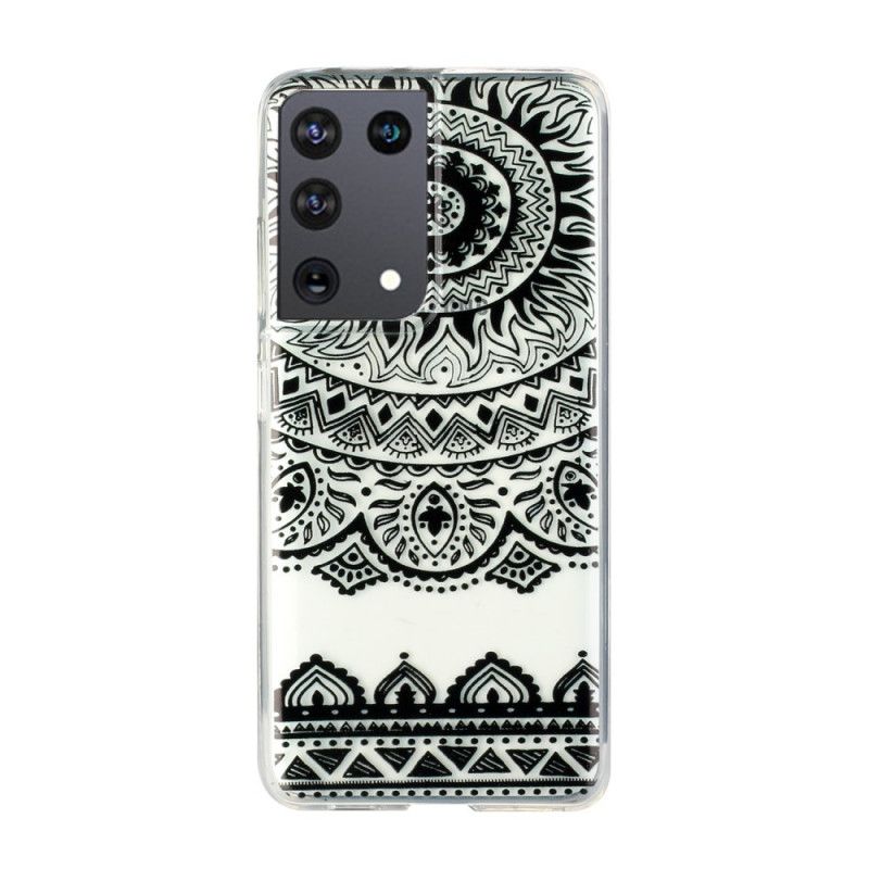 Cover Samsung Galaxy S21 Ultra 5G Sort Gennemsigtig Blomstermandala