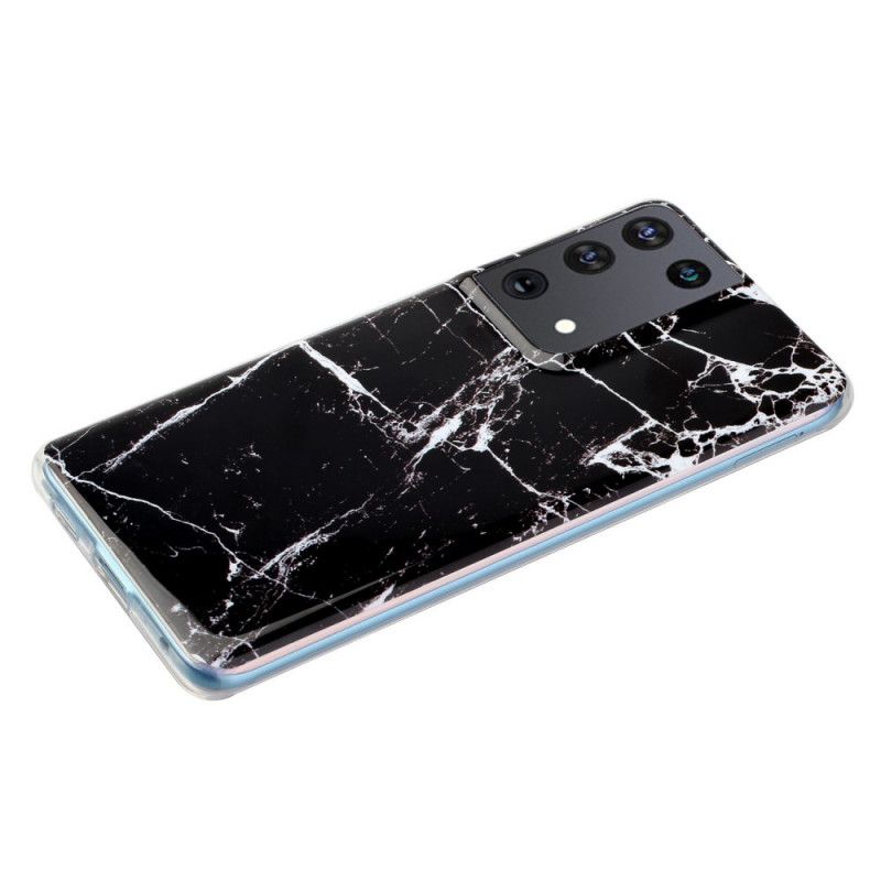 Cover Samsung Galaxy S21 Ultra 5G Sort Klassisk Marmor