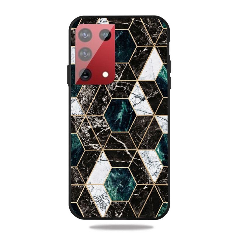 Cover Samsung Galaxy S21 Ultra 5G Sort Marmorfarvet Geometri