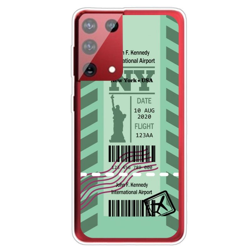 Cover Samsung Galaxy S21 Ultra 5G Sort Mobilcover Boardingkort Til New York