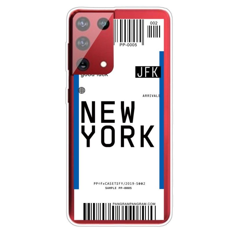 Cover Samsung Galaxy S21 Ultra 5G Sort Mobilcover Boardingkort Til New York