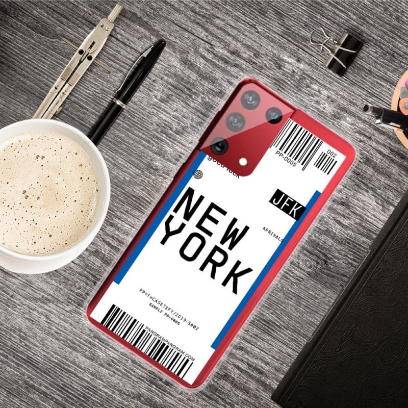 Cover Samsung Galaxy S21 Ultra 5G Sort Mobilcover Boardingkort Til New York