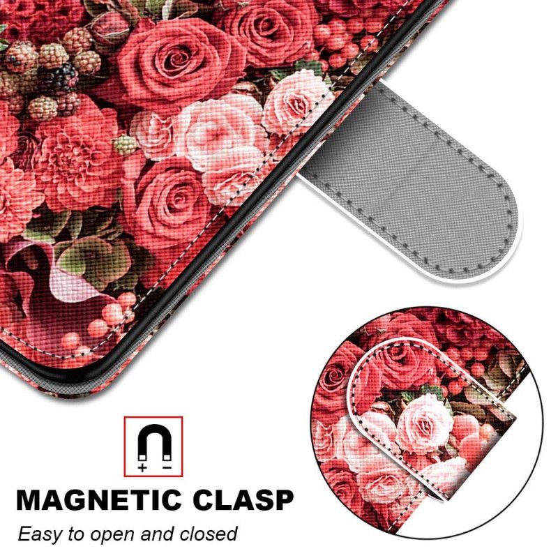 Flip Cover Læder for Samsung Galaxy S21 Ultra 5G Blomsterromantik