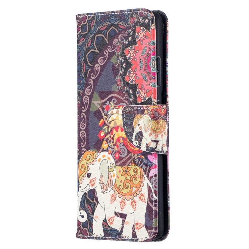 Flip Cover Læder for Samsung Galaxy S21 Ultra 5G Etnisk Elefantmandala