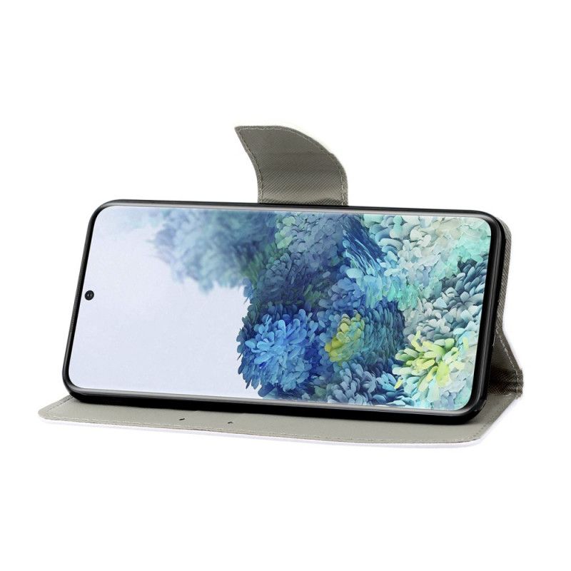 Flip Cover Læder for Samsung Galaxy S21 Ultra 5G Farvede Blade Med Rem