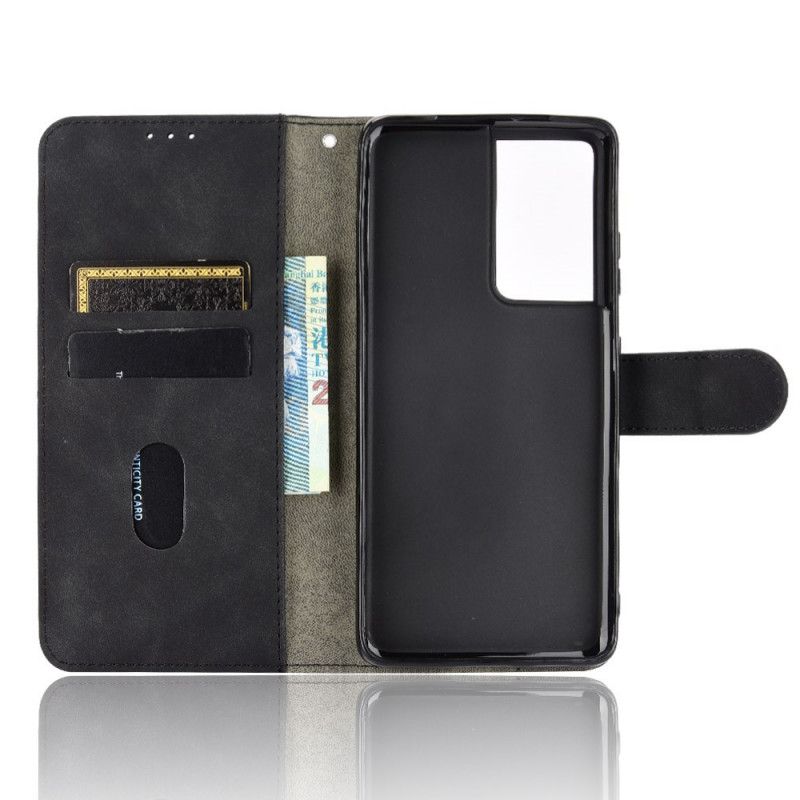 Flip Cover Læder for Samsung Galaxy S21 Ultra 5G Sort Hud-Berøring