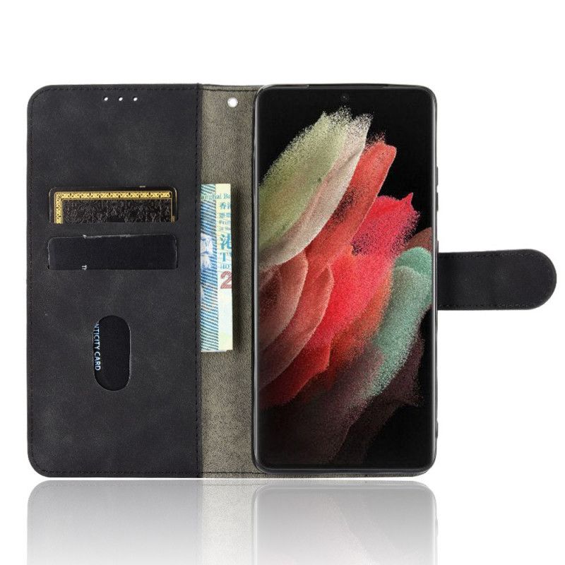 Flip Cover Læder for Samsung Galaxy S21 Ultra 5G Sort Hud-Berøring